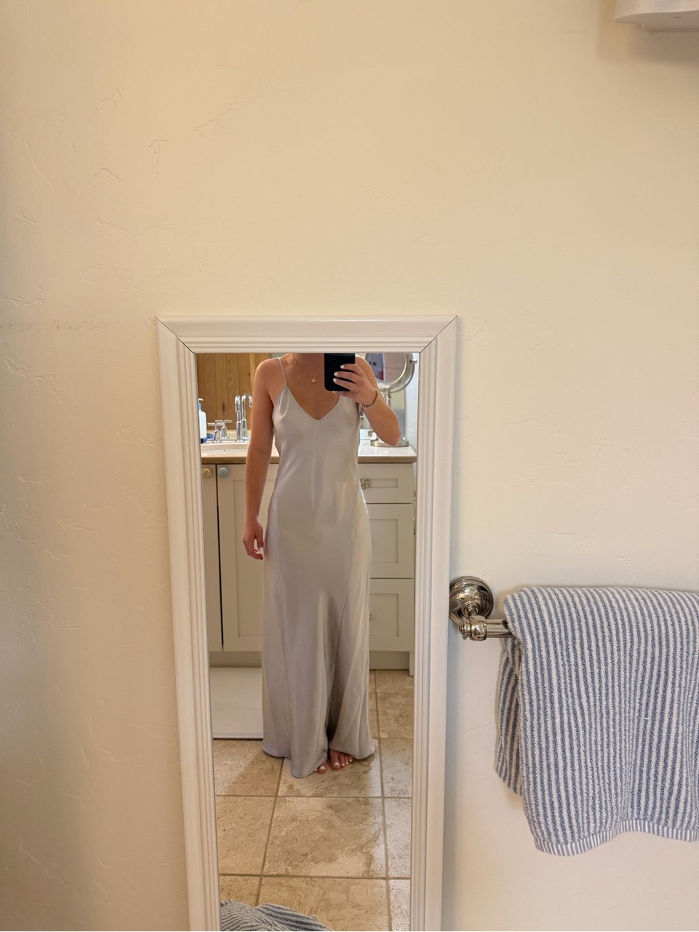 Zara Silver Satin Maxi Slip Dress - Picture 4 of 8